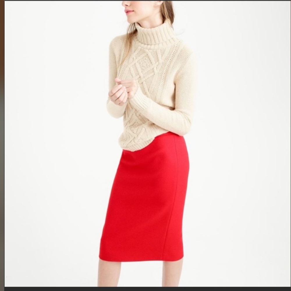 J Crew No.2 Pencil skirt in Cerise Wool
